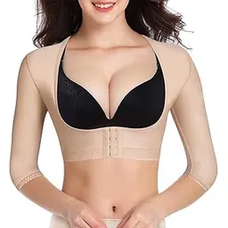BRABIC Upper Arm Shaper Post Surgical Slimmer Compression Sleeves Posture Corrector Tops Shapewear for Women, Beige, Medium-picture-34