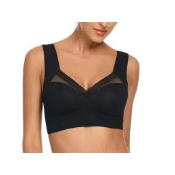 BRACHY Black Full Coverage Bras for Women Comfy No Underwire Plus Size Bra High Impact-picture-27
