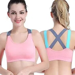brachy Polycotton Padded Wire Free Push Up Racer Back Sports Bra for Women's/Girls (Gym,Yoga,Running,Workout) (Removable Pads) (28 to 34 Size)-picture-42
