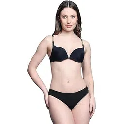 brachy WomenPadded Pushup Front Open Plunge Sexy Bra Panty Lingerie Set with Golden Chain Strap-picture-15