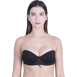 brachy Women's Demi Backless Strap, Push up Padded Invisible Clear Transparent Back Push up Bra Size 30-48 (Free Extra Transparent Strap)-picture-34