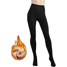 brachy Women's Footed Length (24 To 40 Waist) Stretchable Women Warm Thick Fur Lined Fleece Mid Rise Winter Thermal Soft Legging Tights Stocking - Slim Fit Black-picture-35
