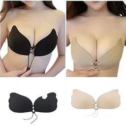 brachy Women's Pack of 2 Self Adhesive Silicone Invisible Havey Push up with Drawstring Reusable Backless Strapless Bra BCA_JPBSL0112A-picture-54
