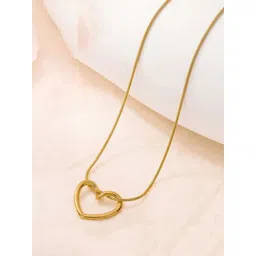 Bracotive Women Gold-Plated Heart Shaped Anti Tarnish Lightweight Pendant Chain-picture-18