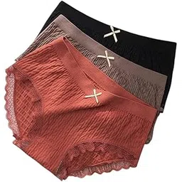 bradex Women’s High-Waist Lace Trim Panty Set – 3 Pack Soft Cotton Blend Briefs with Bow Detail –Breathable & Comfortable Underwear for Women-picture-22