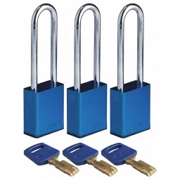BRADY Lockout Padlock Keyed Alike Aluminum Std Body Size Steel Extended Blue, 55JY53 (Pack of 3)-picture-22