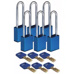BRADY Lockout Padlock Keyed Alike Aluminum Std Body Size Steel Extended Blue, 55JZ17 (Pack of 6)-picture-21