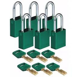 BRADY Lockout Padlock Keyed Alike Aluminum Std Body Size Steel Std Green, 55JY34 (Pack of 6)-picture-12