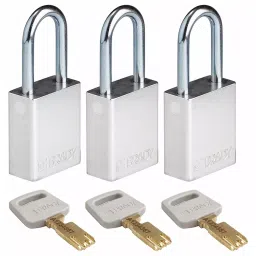 BRADY Lockout Padlock Keyed Alike Aluminum Std Body Size Steel Std Silver, 55JY31 (Pack of 3)-picture-10