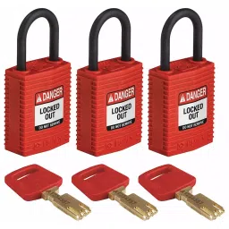 BRADY Lockout Padlock Keyed Alike Nylon Compact Body Size Plastic Std Red, 55JY59-picture-25