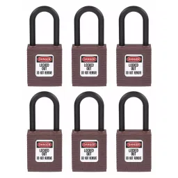 BRADY Lockout Padlock Keyed Alike Nylon Std Body Size Brown, 39N249-picture-23