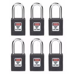 BRADY Lockout Padlock Keyed Alike Nylon Std Body Size Hardened Steel Std Black, 39N175-picture-11