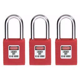 BRADY Lockout Padlock Keyed Alike Nylon Std Body Size Hardened Steel Std Red, 39N161-picture-41