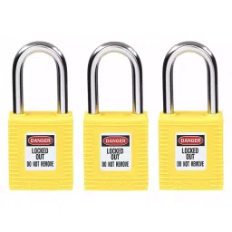 BRADY Lockout Padlock Keyed Alike Nylon Std Body Size Hardened Steel Std Yellow, 39N163-picture-45