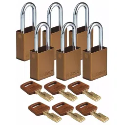 BRADY Lockout Padlock with 6 Keys Aluminum Brown, 55JY39 (Set of 6 Pcs)-picture-45