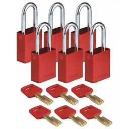 BRADY Lockout Padlock with 6 Keys Aluminum Red, 55JY32 (Set of 6 Pcs)-picture-38