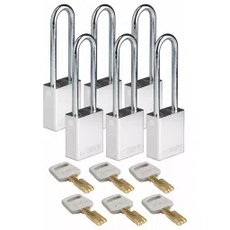 BRADY Lockout Padlock with 6 Keys Aluminum Silver, 55JZ22 (Set of 6 Pcs)-picture-12