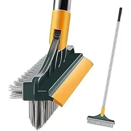 Brahmani Store 3 in 1 Bathroom Cleaning Brush with Wiper Tiles Cleaner with Long Handle 120° Rotate Bathroom Floor Scrub (3 in 1 Brush)-picture-41