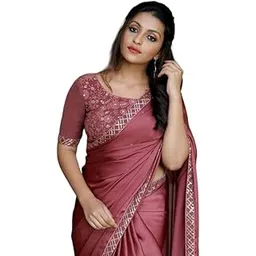 brahmshakti Women's Solid Japan Satin Beautiful Ethinic Wear Saree With Unstiched Blouse Piece (O_D_5896567)-picture-45