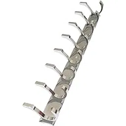 BRAJ -Pack of 1 Stainless Steel SC-Premium Dual Edge -8 PIN Cloth Hanger Bathroom Wall Door Hooks, Silver Section-picture-36