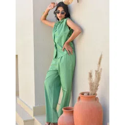 Branche Shirt Collar Pure Cotton Shirt With Palazzos Co-Ords-picture-14