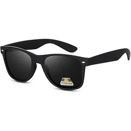 brand addiction Polarized Wayfarer Sunglasses, Matte Black Frame, Dark Lenses For Men Women-picture-52