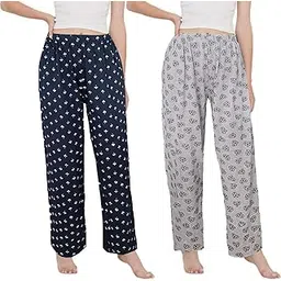 brand flex Women Cotton Elastic & Drawstring Waist Night Pant Pack of 2 Free Size (28 to 36 Inch) (Colours/Prints May Vary)-picture-30