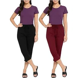 brand flex Women's Casual Regular Fit Loosefit Capri, 3/4th Capri For Women Pack Of 2 (BM)-picture-17