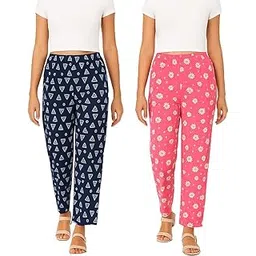 brand flex Women's Cotton Printed Pyjamas/, Lounge Wear, Soft Cotton Night Wear Pajama Pants Womens Night Pants,2 Pack-picture-45