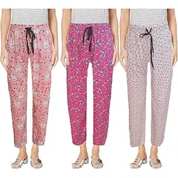 brand flex Women's Cotton Printed Pyjamas/Lower/Track Pant, Lounge Wear, Soft Cotton Night Wear Pajama Pant(Prints May Vary) - Combo Pack of 3-picture-34