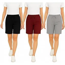 brand flex Womens Cotton Shorts(Pack of 3) Black,Grey,Marron-picture-56