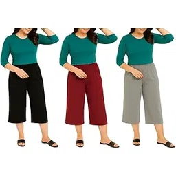 brand flex Womens Loosefit Capri, 3/4th Capri, Trousers For Women (Combo Pack Of 3)-picture-51