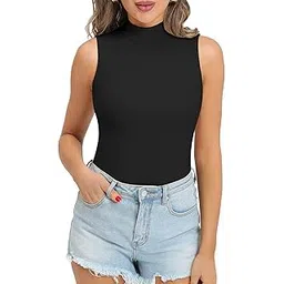 BRAND FLEX Women's Plain Black Sleeveless High Neck/Turtle Neck Top Stretch Slim Cotton T-Shirt for Women Sleeveless Top for Women-picture-13
