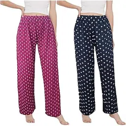 brand flex Women's Soft Comfortable Cotton Night Pant Pack of 2 Free Size (28 to 36 Inch) (Prints/Colour May Vary)-picture-29