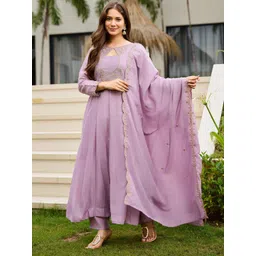 Brand Hill Women Ethnic Motifs Printed Anarkali Kurta with Trousers & Dupatta-picture-17