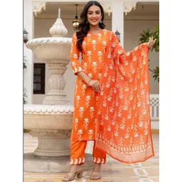 Brand Hill Women Floral Printed Regular Kurta with Trousers & With Dupatta-picture-19