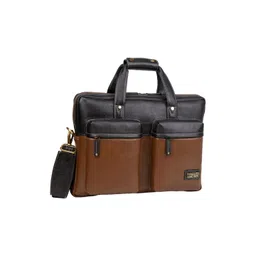 BRAND LEATHER Men Colourblocked Leather Laptop Bag-picture-31