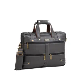 BRAND LEATHER Men Textured Leather Laptop Bag With Two Handles-picture-29