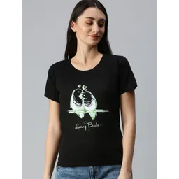 BRATMA Women Black & Green Typography Printed T-shirt-picture-15