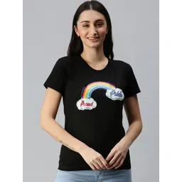 BRATMA Women Black & Red Typography Printed T-shirt-picture-37