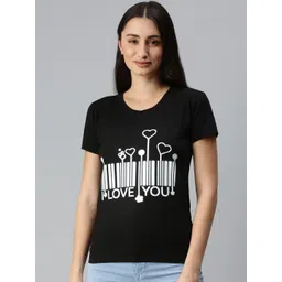 BRATMA Women Black & White Typography Printed Monochrome T-shirt-picture-10