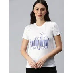 BRATMA Women White & Blue Typography Printed T-shirt-picture-12