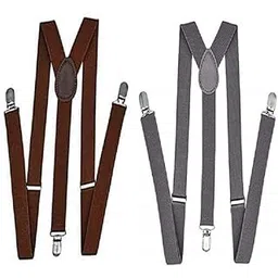 brats n beauty Combo of Brown & Grey Colour Suspender for Men & Women-picture-29