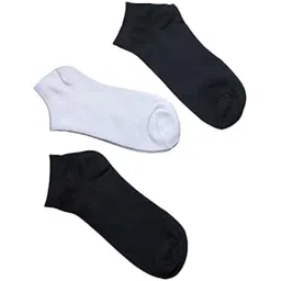 brauch Unisex Cotton Men And Women Cotton Ankle Length Socks (Pack Of 3), White & Black-picture-11