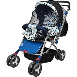 Bravetot Baby Pram & Stroller for Newborn to 3 Years Foldable Lightweight & Adjustable Reclining Seat | Mosquito Net Safety Belt Storage Basket & Canopy for Outdoor Travel Comfort-image-3