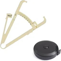 Bravezi Body Fat Caliper Analyzer and Body Fat Measuring Tape Portable Round Retractable(Cream and Black) Pack of 2-picture-28
