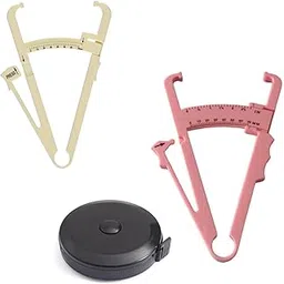 Bravezi Body Fat Caliper,skinfold Body Fat Analyzer (Cream and Pink) and Body Fat Retractable Measuring Tape(Black) Pack Of 3-picture-34