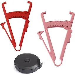 Bravezi Body Fat Caliper,skinfold Body Fat Analyzer (Red and Pink) and Body Fat Retractable Measuring Tape(Black) Pack Of 3-picture-35
