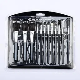 BRAVIK Set Of 12 Pieces For Professional Party Makeup Foundation Eyeshadow Ebbrow mascara Brushes Face Powder Brush, Travel Size Cosmetic Brushes Kit For Face Foundation Brush Eyeshadow With Storage (Multicolor) (Black)-picture-26