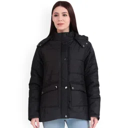 Brazo Women Hooded Solid Lightweight Puffer Jacket-image-4